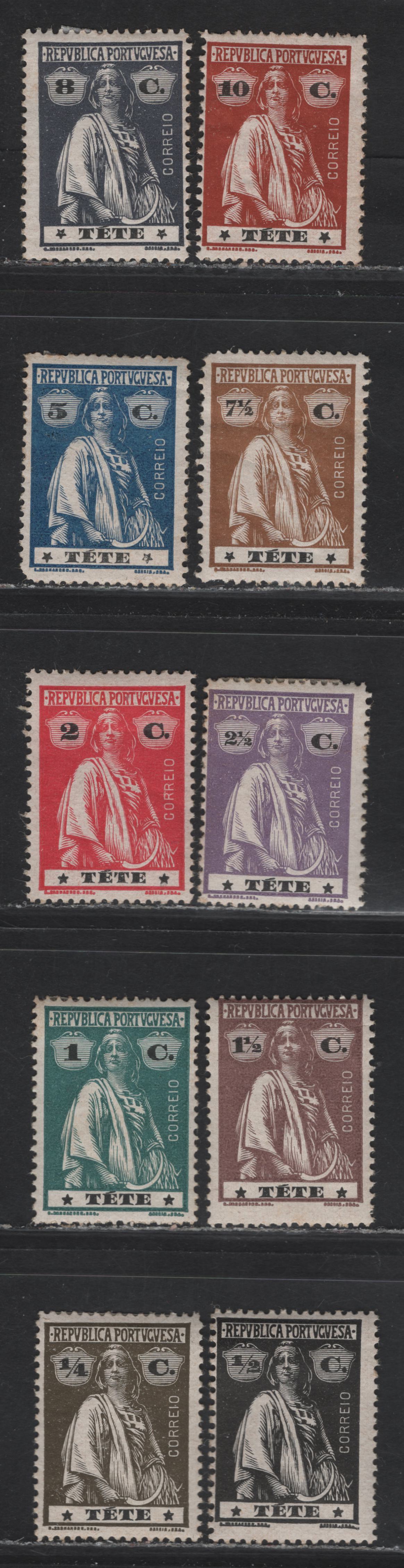 Lot 388 Tete SC#25/34 1/4c - 10c Olive Brown - Orange Brown Ceres, 1914 Ceres Issue, 10 F/VFOG Singles, Chalky Paper