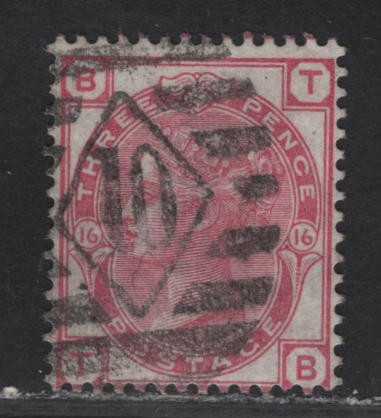 Lot 41 Great Britain SG#143 3d Rose Queen Victoria, 1873-1880 Queen Victoria Surface Printed Issue, A Very Good Used Single, Large Colored Corner Letters, Spray Of Rose Wmk
