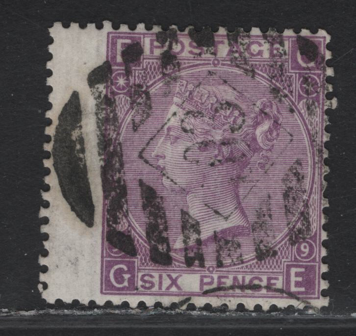 Lot 42 (C) Great Britain SG#109 6d Mauve Queen Victoria, 1867-1880 Queen Victoria Surface Printed Issue, A Fine Used Single, Large White Corner Letters, Spray Of Rose Wmk