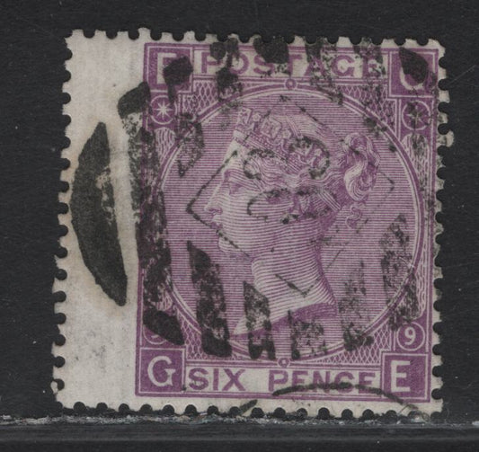 Lot 42 (C) Great Britain SG#109 6d Mauve Queen Victoria, 1867-1880 Queen Victoria Surface Printed Issue, A Fine Used Single, Large White Corner Letters, Spray Of Rose Wmk