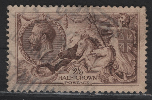 Lot 45 Great Britain SG#415 2/6d Reddish Brown Seahorses, 1918-1919 Seahorses Issue, A Very Fine Used Single, Bradbury Wilkinson Printings