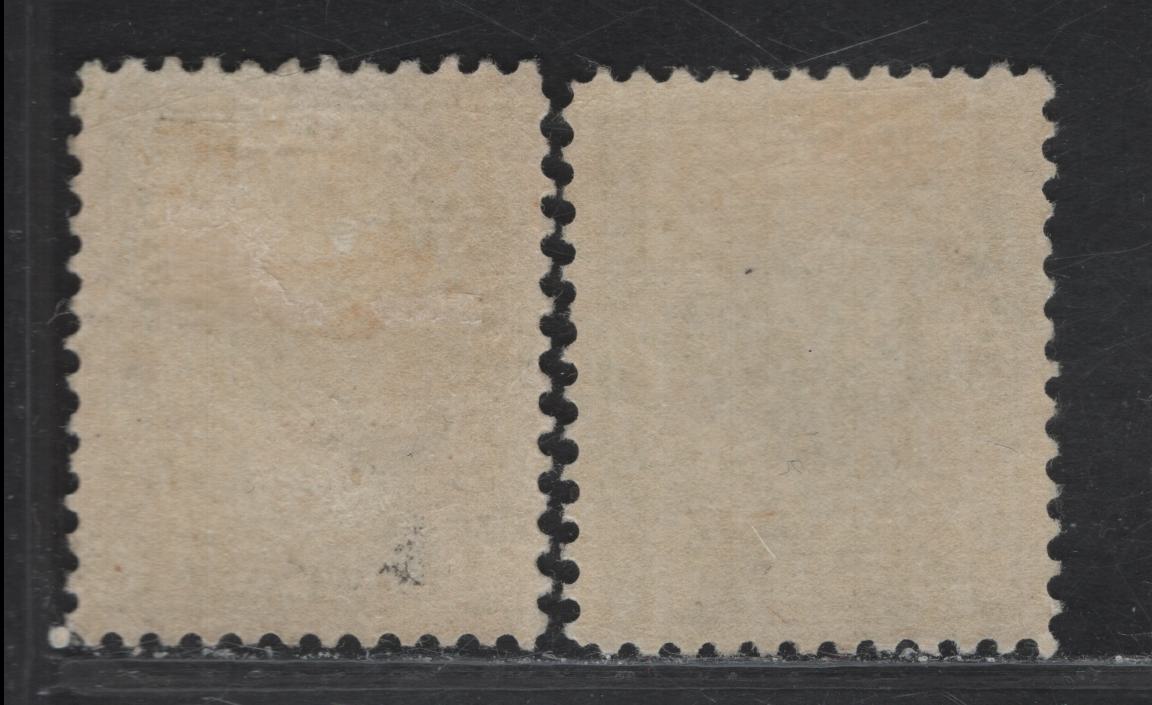Lot 69 (C) Canada  #104, 104i 1c Bright Green & Green King George V, 1911-1925 Admiral Issue, 2 VFOG Singles, Paper ABN-E, Retouched Frameline, Perfs 11.9 & 12x11.9.