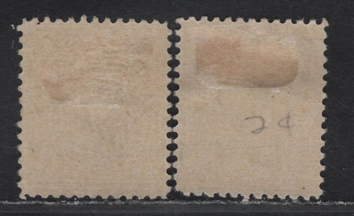 Lot 79 (C) Canada  #105i 1c Orange Yellow & Bright Yellow King George V, 1911-1925 Admiral Issue, 2 F/VFOG Single, Wet Printings, Die 1, Paper ABN-E, Perfs 12 & 11.9x12.