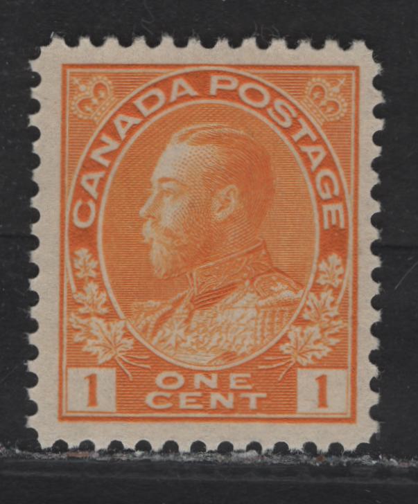 Lot 81 (C) Canada  #105f 1c Bright Yellow Orange King George V, 1911-1925 Admiral Issue, A VFOG Single, Dry Printing, Die 1, Redrawn Frameline, Paper ABN-ZZ, Perf 12x11.9.