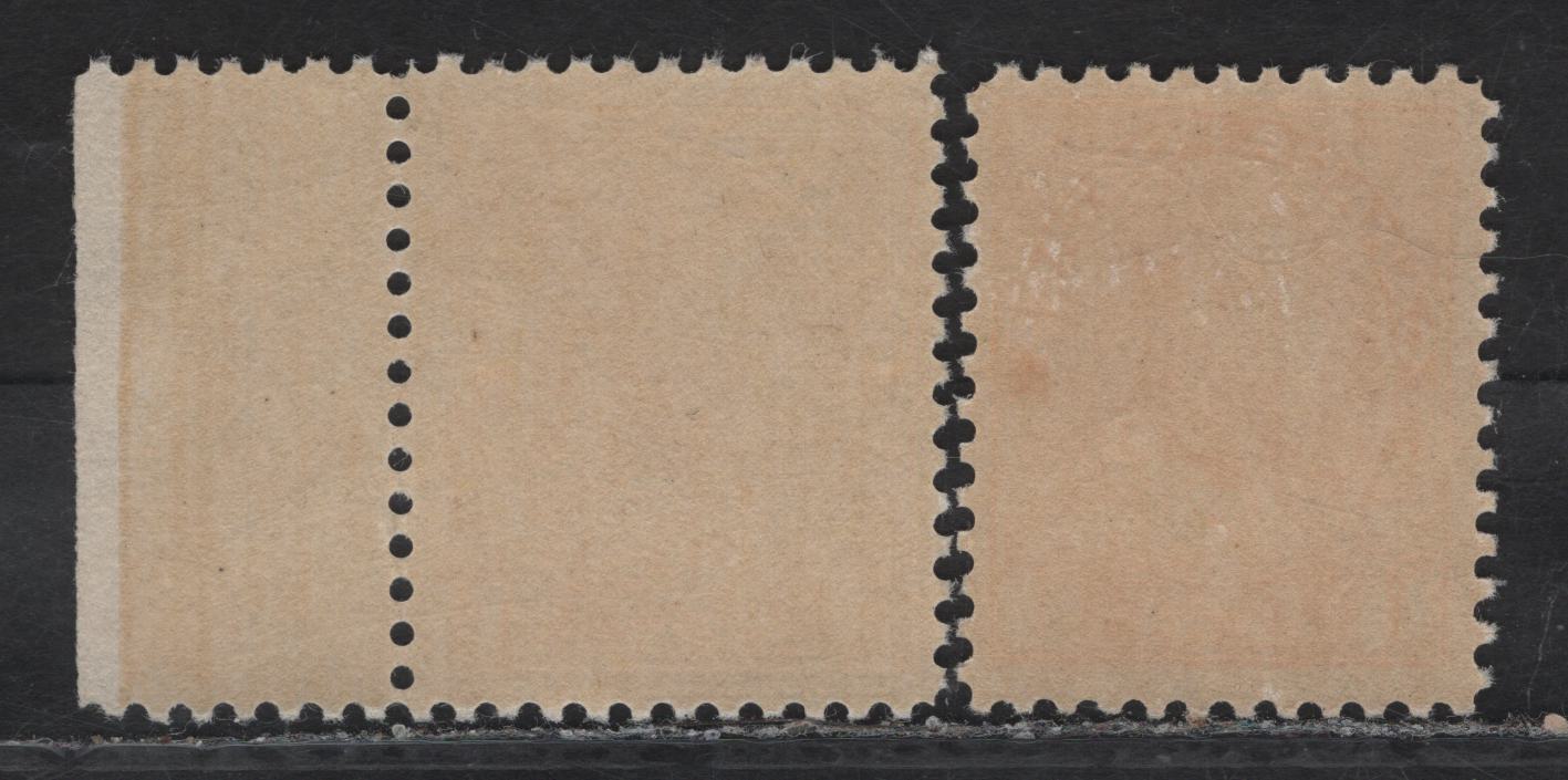 Lot 82 (C) Canada  #105 1c Yellow Orange & Bright Yellow Orange King George V, 1911-1925 Admiral Issue, 2 FNH Single, Wet Printings, Die 1, Retouched Frameline, Paper ABN-E, Perf 11.9 & 12x11.9.