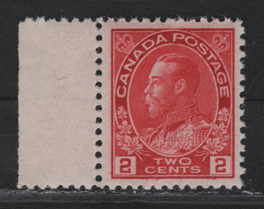 Lot 87 (C) Canada  #106ii 2c Deep Bright Rose Red King George V, 1911-1925 Admiral Issue, A VFNH Single, Paper ABN-B, Perf 11.9, Retouched Frameline.