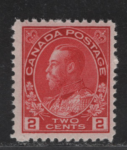 Lot 89 (C) Canada  #106ii 2c Deep Bright Rose Red King George V, 1911-1925 Admiral Issue, A FNH Single, Paper ABN-B, Retouched Frameline, Perf 11.9, Gum Has A Natural Skip Line, But Is NH.