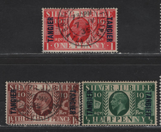 Lot 130 Morocco Agencies - Tangier SG#238-240 1/2d - 1.5d Green - Red Brown KGV & Windsor Castle, 1935 Silver Jubilee Issue, 3 Very Fine Used Singles