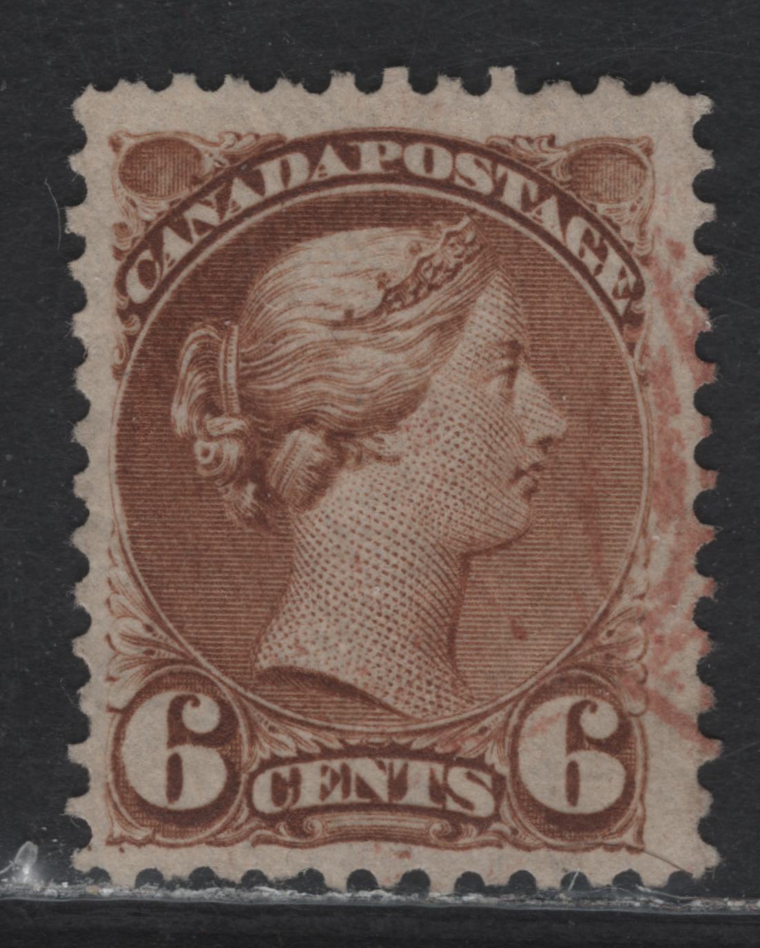 Lot 156 (C) Canada #39d 6c Brown Queen Victoria, 1870-1893 Small Queen Issue, A Fine Used Single, Mid Montreal Printing, Paper MM-Y, Perf 12.1.