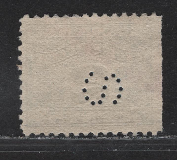 Lot 169 Canada Van Dam#FX36var 2c Light Blue Numeral, 1915-1928 Two Leaf Excise Tax Issue, A Very Fine Used Single, Wet Printing, Sideways Perfin For Swift Canadian CO LTD in Toronto, Natural Straight Edge At Left.