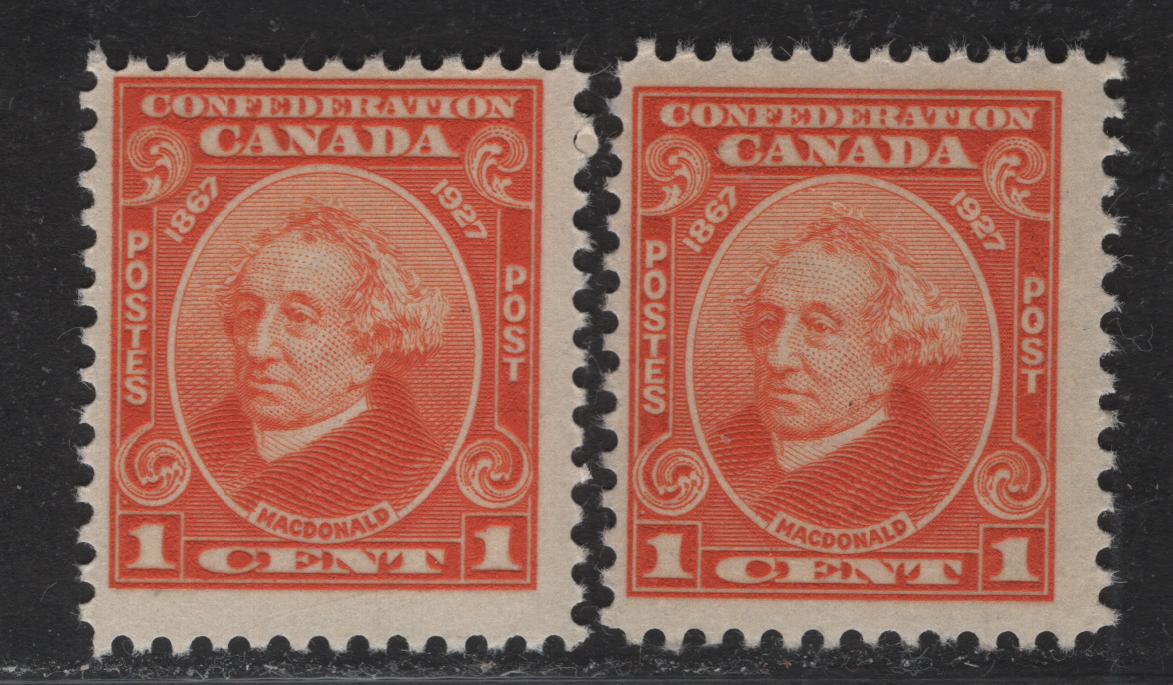 Lot 179 Canada #141 1c Orange Sir John A Macdonald, 1927 60th Anniv of Confederation Issue, 2 FNH Singles, Papers ABN-DDD & ABN-XXX