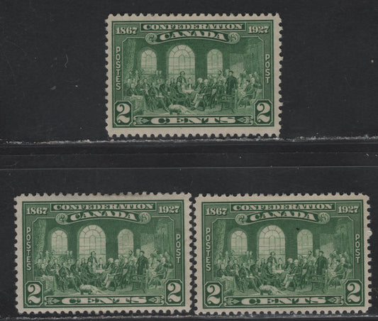 Lot 186 (C) Canada #142 2c Green Fathers of Confederation, 1927 60th Anniv of Confederation Issue, 3 VFOG Singles Papers ABN-M, ABN-DDDD & ABN-CCCC, ,