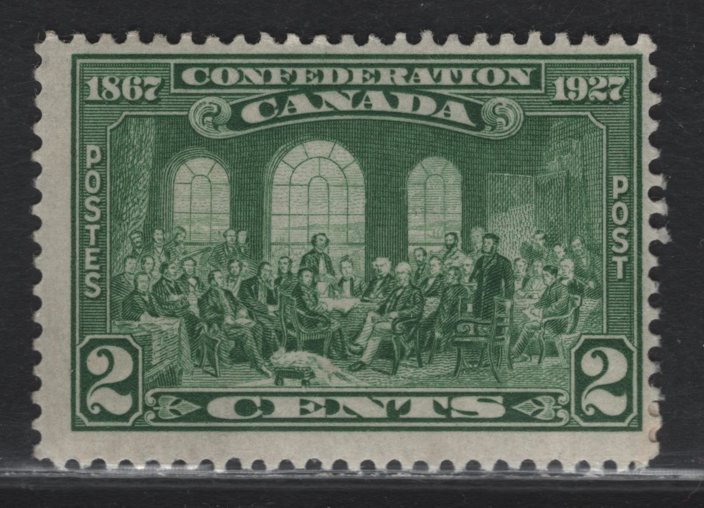 Canada #142var 2c Green Fathers of Confederation, 1927 60th Anniv of Confederation Issue, A FOG Single, Scarce Thin Translucent Paper (ABN-BBBB)