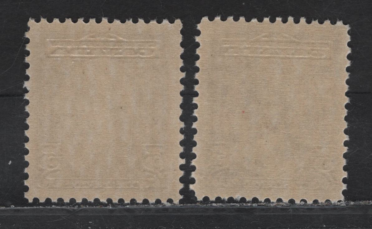 Lot 201 (C) Canada #144 5c Milky Violet Sir Wilfrid Laurier, 1927 60th Anniv of Confederation Issue, 2 VFNH Singles, Papers ABN-CCCC & ABN-DDDD