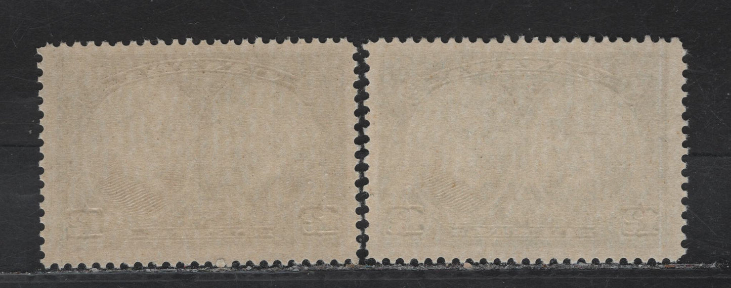(C) Canada #147 12c Green & Deep Yellowish Green Laurier & Macdonald, 1927 Historical Issue, 2 FNH Singles, Paper ABN-M