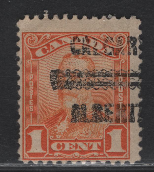 Lot 238 Canada #149xx 1c Dull Orange King George V, 1928-1929 Scroll Issue, A FOG Single, Paper ABN-M, Calgary Style 1 Precancel, Full Gum But With Significant Adhesions, Mint Precancels Are Unpriced In Scott & Walburn.