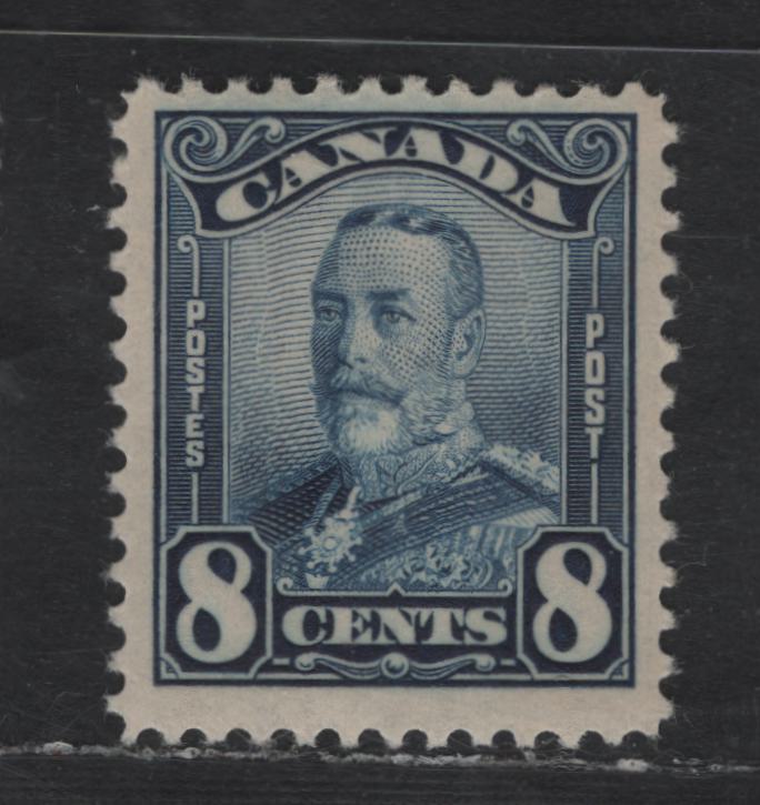 Lot 255 (C) Canada #154 8c Dark Blue King George V, 1928-1929 Scroll Issue, A VFNH Single, Paper ABN-BBBB