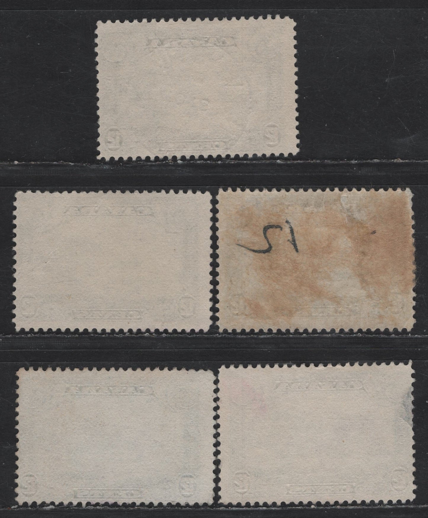 Lot 272 Canada #156 12c Slate - Light Bluish Slate Quebec Bridge, 1928-1929 Scroll Issue, 5 Good/Very Good/Fine Used Singles, Shade Lot Showing Range of Shades That Can Be Found, Small Wrinkles & Small Thin