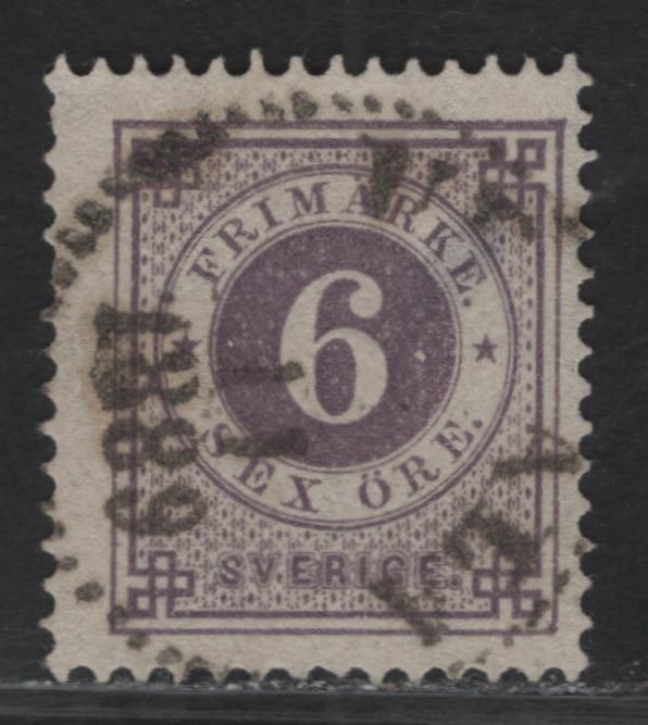 Lot 33 Sweden #44a 6o Violet Numeral & Post Horn, 1886-1891 Numeral Issue, A Very Good Used Single