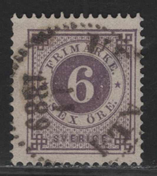Lot 33 Sweden #44a 6o Violet Numeral & Post Horn, 1886-1891 Numeral Issue, A Very Good Used Single