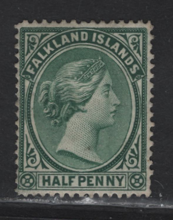 Lot 351 Falkland Islands SG#15 1/2d Blue Green Queen Victoria, 1891-1902 Queen Victoria Sidefaces Issue, A VFOG Single, Bradbury Wilkinson Printing