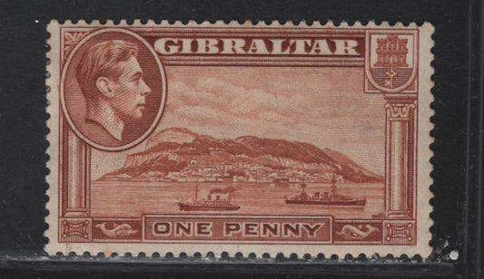 Lot 360 Gibraltar SG#122a 1d Yellow Brown Rock of Gibraltar, 1938-1951 KGVI Pictorial Issue, A FOG Single, Perf 13.5, 1938 Printing