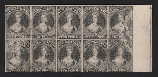 Lot 51 (C) New Zealand Unlisted 2d Black Queen Victoria, 1905 Hausberg Reprinted Issue, A Fine - Gem Unused Block Of 10, These Were Produced By the Royal Philatelic Society For A Book That Was never Published