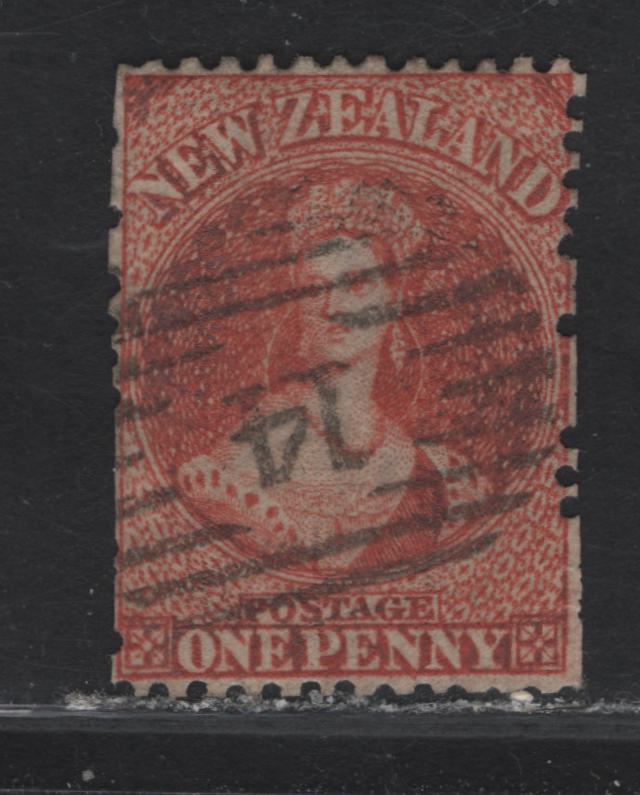 Lot 53 (C) New Zealand SG#69 1d Carmine Vermillion Queen Victoria, 1862-1864 Chalon Heads Issue, A Very Fine Used Single, Large Star Wmk, Scissor Separated, As Was Often The Case With These First Perforated Issues.