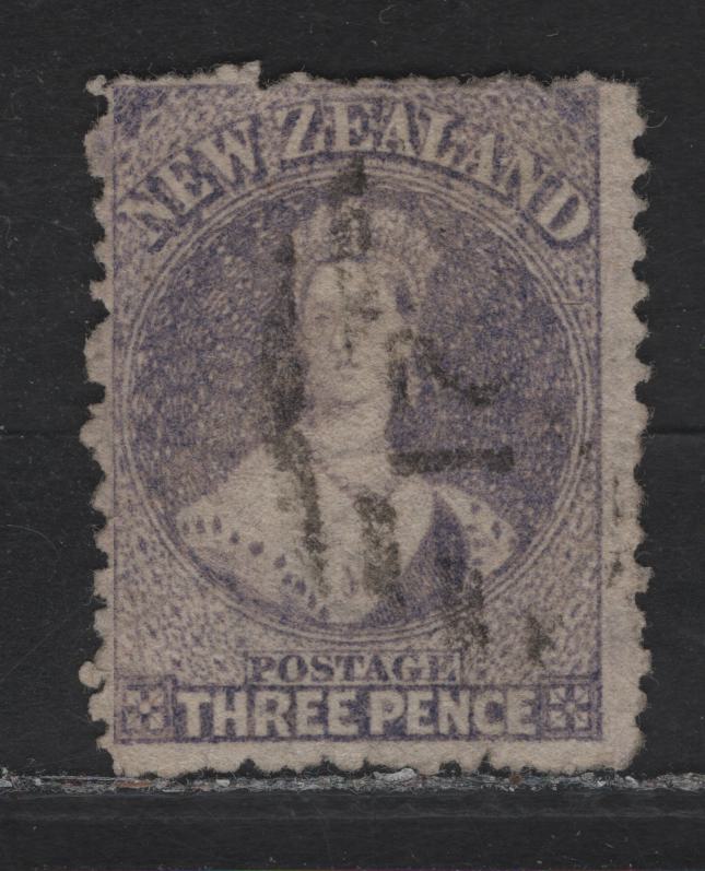 Lot 55 (C) New Zealand SG#117 3d Lilac Queen Victoria, 1871 Chalon Heads Issue, A Very Good Used Single, Fine Centering For This Issue, Large Star Wmk, Perf 12.5.