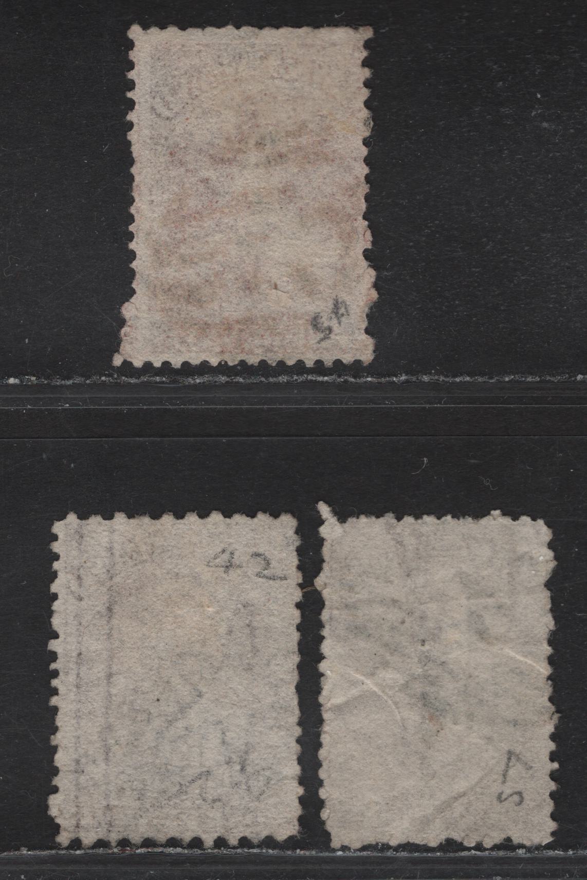 Lot 60 (C) New Zealand SG#110, 128, 132a 1d Brown - Carmine Vermillion Queen Victoria, 1864-1873 Chalon Heads Issue, 3 Good/Very Fine Used Singles, Perfs 10x12.5 & 12.5, Large Star Wmk