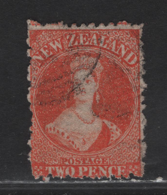 Lot 61 (C) New Zealand SG#130 2d Vermillion Queen Victoria, 1871-1873 Chalon Heads Issue, A Fine Used Single, Perf 12.5, Fine Centering For This Issue, Large Star Wmk.