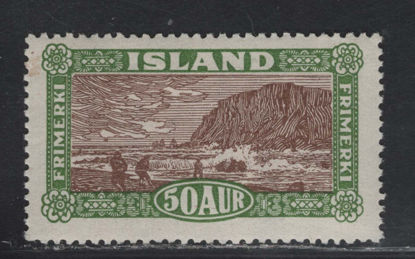 Lot 11 Iceland SC#148 50a Yellow Green & Brown Postal Service, 1925 Postal Services Issue, A VFOG Single