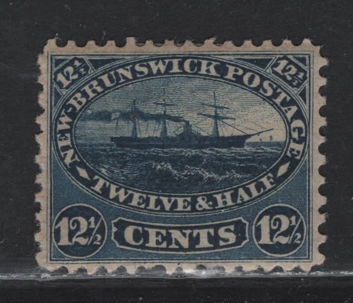 Lot 114 New Brunswick (C) #10 12.5c Dark Blue Steamship, 1860 Cents Issue, A VFOG Single, Paper Cents-TT, Perf 11.75