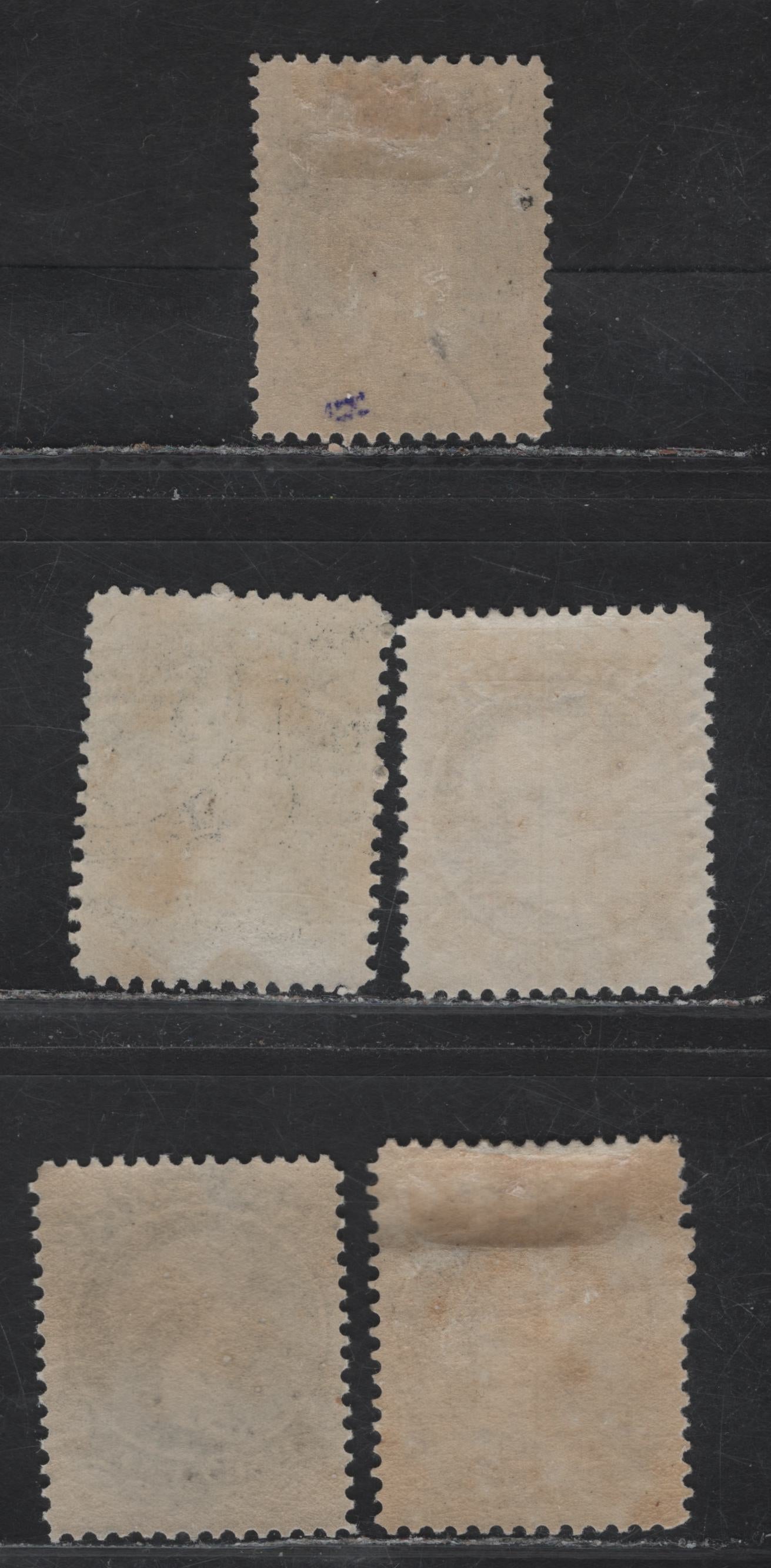 Lot 116 Nova Scotia (C) #8, 8a, 9 1c - 2c Black - Lilac Queen Victoria, 1860-1863 Queen Victoria Issue, 5 F/VFOG Singles, Varieties Of Papers & Perfs