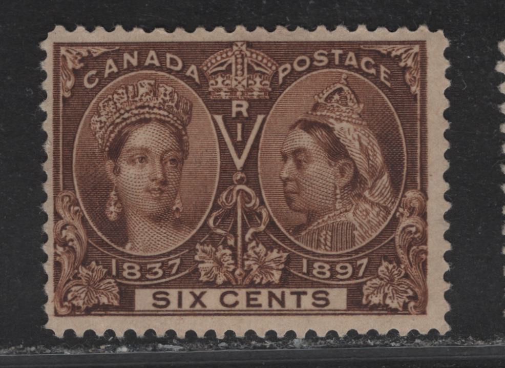 Lot 126 Canada (C) #55 6c Deep Yellow Brown Queen Victoria, 1897 Diamond Jubilee Issue, A GOG Single, Paper ABN-W, Perf 12x11.9, Vertical Crease That Is Visible From The Front.