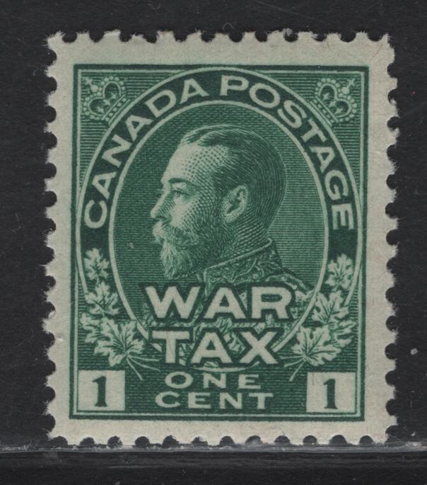 Lot 131 Canada (C) #MR1 1c Deep Green King George V, 1915 War Tax Issue, A VFNH Single, Paper ABN-E, Perf 12x11.75