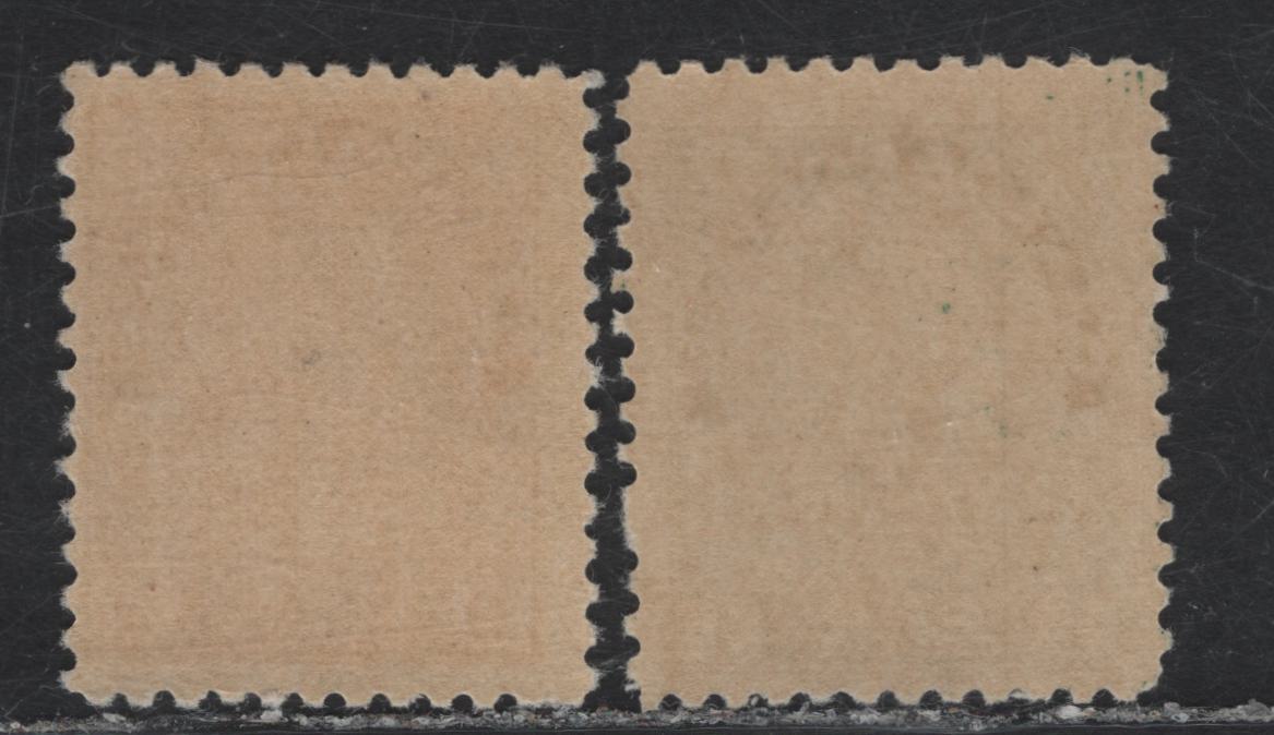 Lot 133 Canada (C) #MR1, MR4 1c - 2c+1c Deep Green - Brown King George V, 1915-1916 War Tax Issues, 2 VFOG Singles, Paper ABN-A, Perfs 12 & 11.9x12
