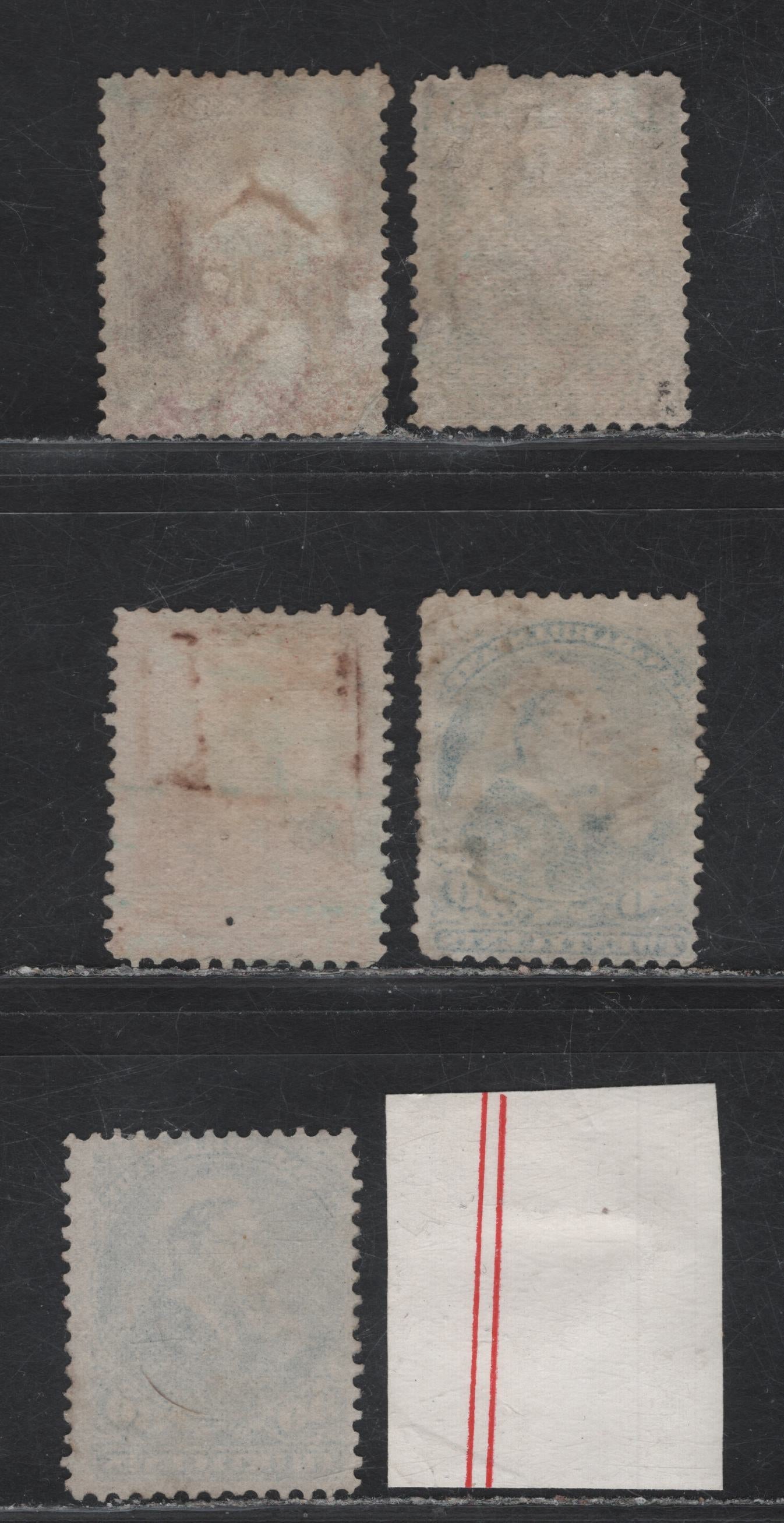Lot 137 Canada Van Dam#FB37, FB40, FB42, FB48, FB49, FB51 1c - 50c Brown - Blue Queen Victoria, 1868 Third Bill Issue, 6 Very Good/Fine Used Singles, Various Papers & Perfs