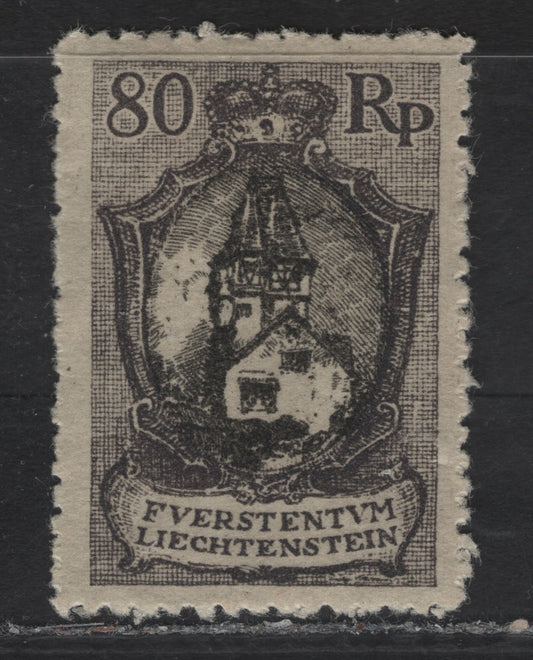 Lot 15 Liechtenstein SC#68 80rp Gray & Black Chapel of St Mamertus, 1921 Pictorial Issue, A VFOG Single