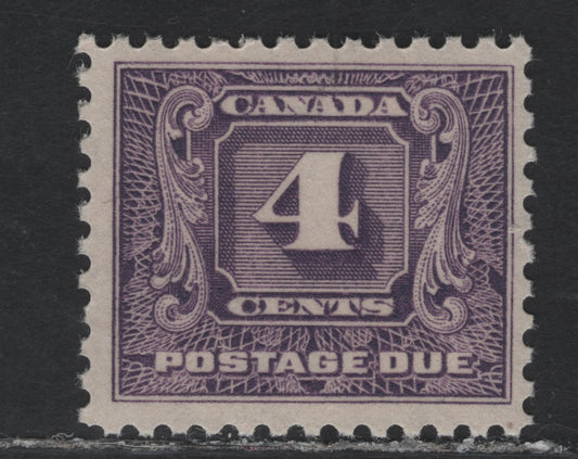 Canada #J8i 4c Light Reddish Violet Numeral, 1930-1932 2nd Postage Due Issue, A FNH Single, Paper BABN-D, Perf 10.9x10.8, 21.75x18.3mm Design Size.