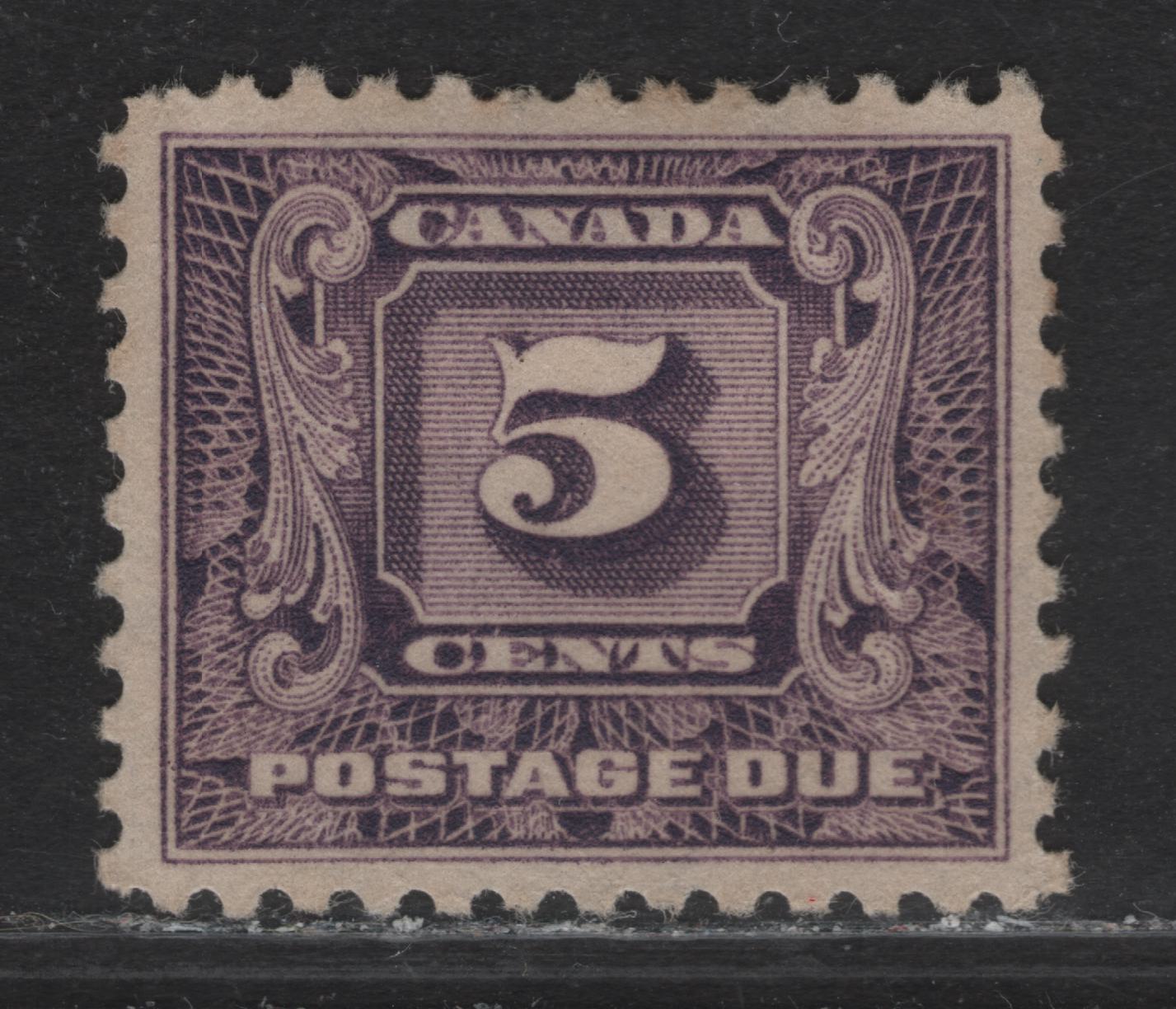 Lot 178 Canada #J9i 5c Light Reddish Violet Numeral, 1930-1932 2nd Postage Due Issue, A Very Fine Unused Single, Paper BABN-B, Perf 11x10.8, Design Size 21.6x18.3mm.