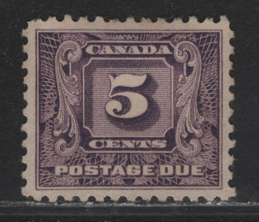 Lot 178 Canada #J9i 5c Light Reddish Violet Numeral, 1930-1932 2nd Postage Due Issue, A Very Fine Unused Single, Paper BABN-B, Perf 11x10.8, Design Size 21.6x18.3mm.