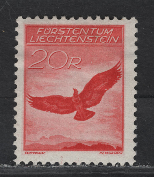 Lot 18 Liechtenstein SC#C11 20rp Red Golden Eagle, 1934-1935 Airmail Issue, A VFOG Single