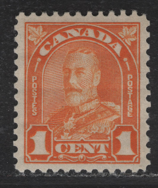 Lot 183 Canada (C) #162 1c Orange King George V, 1930-1931 Arch/Leaf Issue, A VFNH Single, Paper BABN-M, Perf 11.2x10.9, 18x22mm Design Size.