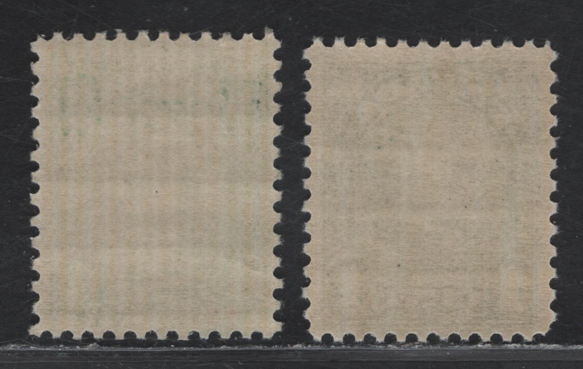 Lot 187 Canada (C) #163b 1c Deep Green & Myrtle Green King George V, 1930-1931 Arch/Leaf Issue, 2 VFNH Singles, Papers BABN-O & BABN-M, Pers 11x10.9 & 11x10.8, Die 1.