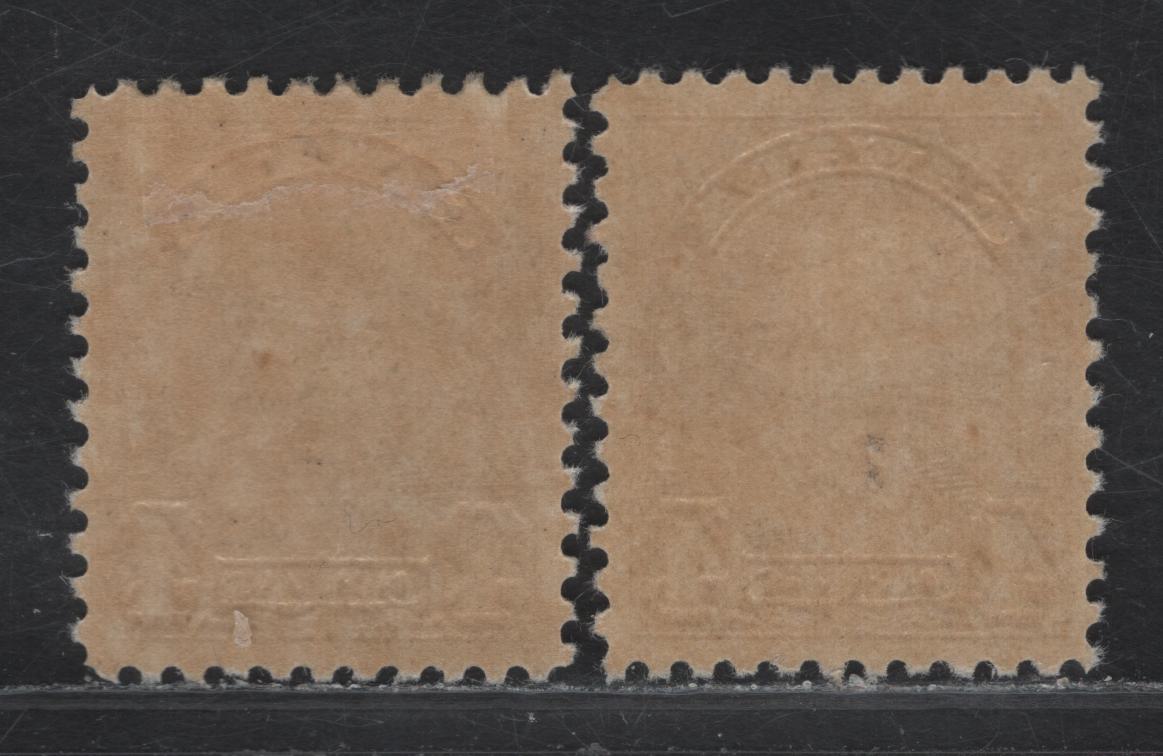 Lot 212 Canada (C) #168 4c Deep Yellow Bistre & Bistre Yellow King George V, 1930-1931 Arch/Leaf Issue, 2 VFOG Singles, Paper BABN-B, Perf 10.75, Design Size 18.25x22mm.