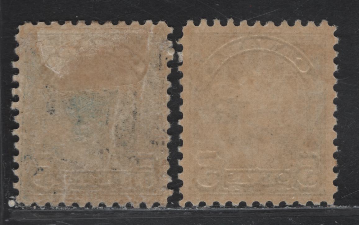 Lot 217 Canada #170 5c Bright Blue - Deep Bright Blue King George V, 1930-1931 Arch/Leaf Issue, 2 F/VFOG Singles, Papers BABN-B & BABN-D, Perfs 10.8 & 10.85x10.8, Design Size 18.25x22mm.