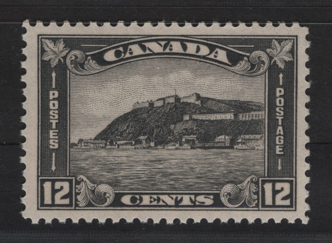 Lot 228 Canada (C) #174 12c Deep Gray Black Quebec Citadel, 1930-1931 Arch/Leaf Issue, A VFNH Single, Paper BABN-F, Perf 10.9x10.8
