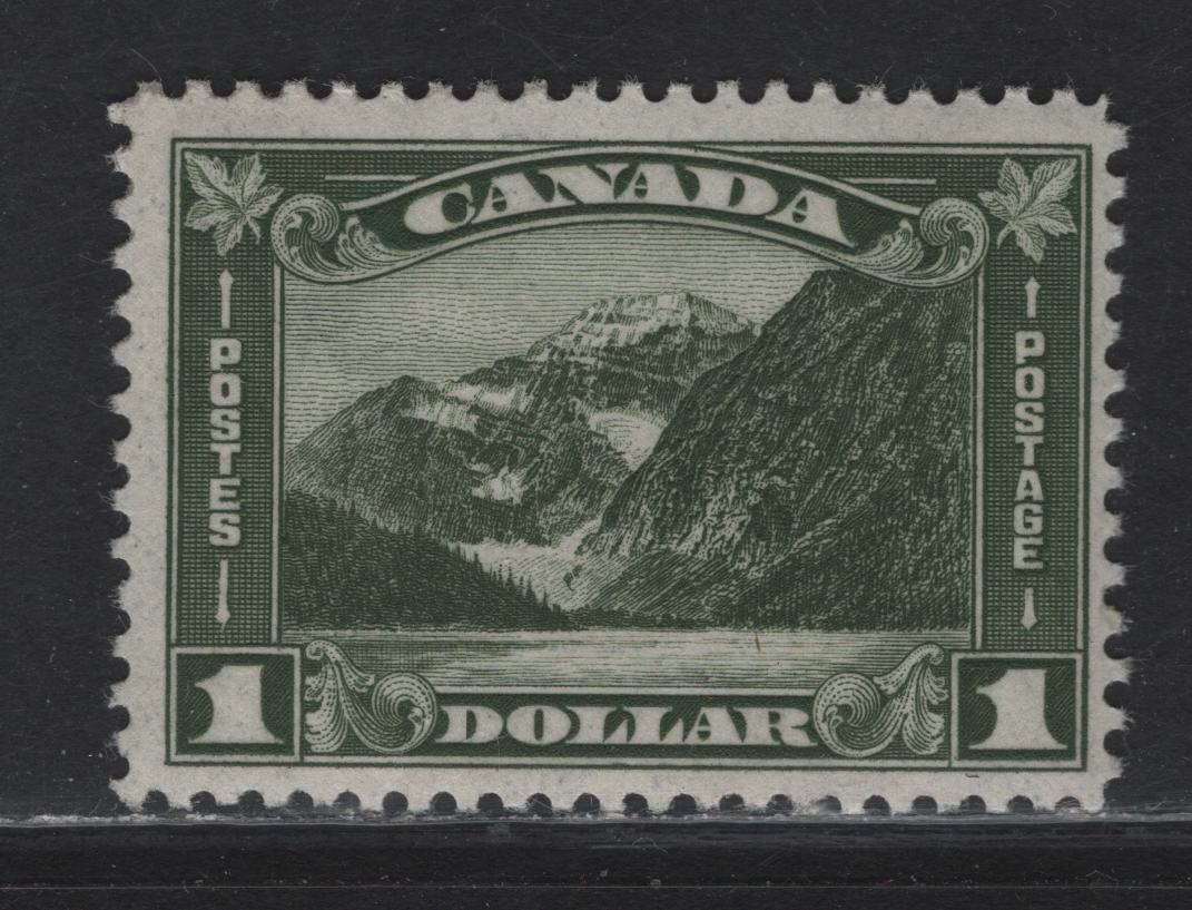 Lot 247 Canada #177 $1 Bronze Green Mt Edith Cavell, 1930-1931 Arch/Leaf Issue, A FOG Single, Paper BABN-V, Perf 10.9, Redistributed Gum.