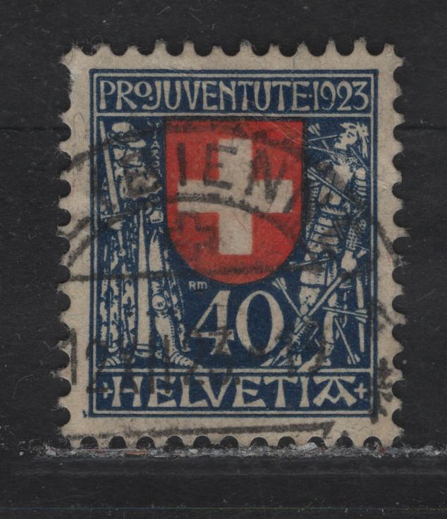 Lot 26 Switzerland SC#B20 40c Blue & Red Cross, 1920 Semi Postal Issue, A Very Fine Used Single